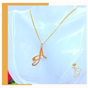 18K Real Solid Gold Initial (A-Z) Necklace 18”